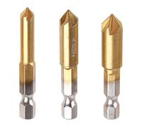 Countersink Drill Bits Center Set 3 Pieces 1/4'' Shank 5 Flute Countersink 90 Degree Center Tool