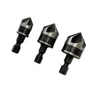 Countersink Drill Bits Set 12mm 16mm 19mm 5 Flute Cutters with 1/4 Inch Hex Shank, Carbon Steel Chamfer ToolsWood and Soft Metals, 90 Degree Screw(19mm)