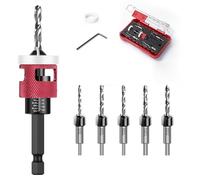 Countersink Wood Set of 5, Countersink Drill Bit with Depth Stop, Countersink Bit Drill with 1/4 Inch Hex Shank, Made of HSS-M2, Precise Drills, for Wood Processing - 3.2/3.6/4/4.4/4.8 mm