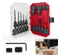 Countersunk Drill Bit Set with 2 Wood Hole Drills 1/4 Inch Hex Shank Quick Change with Storage Box for Precise Woodworking