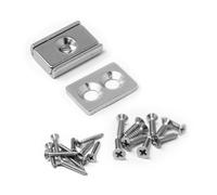 Countersunk Magnet & Steel Plate Pack - 20 x 13.5 x 5mm thick Neodymium Channel Magnet w/ 3.3mm c/sunk hole - 8kg Pull (Pack of 2)