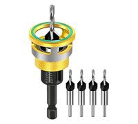 Countersunk wood drill bit set, with Adjustable Socket Chuck, 8cm, Drill Countersink, electric tool bits, High-Speed Steel Material, for Furniture Cabinet Construction Automotive Electric Security DIY