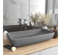 Countertop Basin Bathroom Sink Rectangular 71x38x13.5cm Ceramic Matt Light Grey