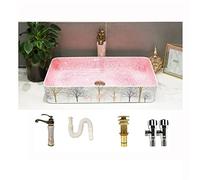 Countertop Basin Black Ceramic,bathroom Wash Basin Sink Retro Simplicity With Faucet and Drain, Sink Basin Rectangle Bathroom Toilet/14607