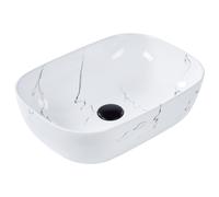 Countertop Basin HOPI 470 x 340 mm Ceramic White Marble