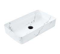 Beliani Countertop Basin HOPI 610 x 350 mm Ceramic White Marble, White