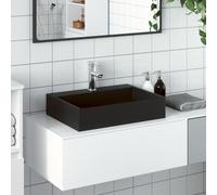 Countertop Basin Matt Black 50x38x11 cm Mineral Cast Above-Counter Wall Hung Eco