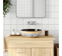 vidaXL Countertop Basin Multicolour Round 41x14 cm Ceramic, Black