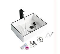 Countertop Basin Tap Modern Ceramics,bathroom Wash Basin Sink Rectangle With Faucet and Drain, Sink White For Bathroom and Toilet/14867