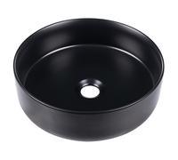 Bathroom Countertop Round Ceramic Wash Basin 400 mm Gloss Black Tebar