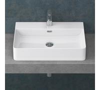 Mai & Mai Bathroom Sink Basin Countertop Wash Basin | Ceramic White Rectangular Wall Mounted | WDH: 60x42×12cm | Modern Design Bathroom Vessel Sink | Nano-Coating Meissen201