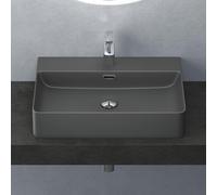 Mai & Mai Bathroom Sink, Ceramic Wall-Mounted Wash Basin with Nano Coating | Rectangular Nano-Coated Ceramic Basin, Countertop/Wall-Hung for Guest Vanity, Matte Anthracite, 60x42x12 cm, Meissen201
