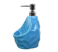 Countertop Dish Soap Dispensers Ceramic Soap Dispenser Multifunctional Pump With Sponge Box Very Suitable For Kitchen Bathroom Stuff(Blue)