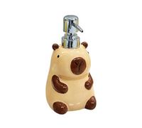 Countertop Dish Soap Dispensers Cute Capybara Hand Ceramics Bottles with Plastic Pump Refillable Lotion Bottle Home Decoration Bathroom Stuff(Brown)