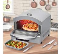 Countertop Electric Gas Pizza Oven Stainless Steel Countertop Pizza Maker Electric/Gas with Thermometer Portable Stainless Steel Pizza Oven for Parties and Cooking Gas