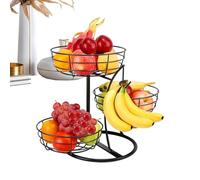 Countertop Fruit Basket,3-Tier Metal with Banana Hanger | Fruit Basket for Kitchen Counter,for Home Pantry Restaurant Food Vegetable Potato Onion Bread Snack Produce