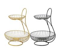 Countertop Fruit Stand, Charming Kitchen Decor, 25x25x36cm, Countertop Metal Bowls, 2-Tier Fruit Bowl Basket, Ample Storage Capacity, For Pantry Shelf