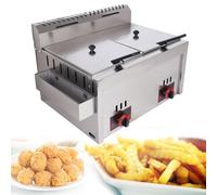 Countertop Gas Deep Fryer, Commercial Grade with 2 Baskets and Lids, 12L Large Capacity, Thickened Stainless Steel for Home French Fries