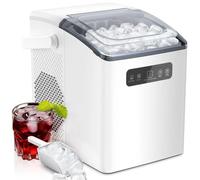 Countertop Ice Maker Machine, Bullet Ice Cube Maker with Scoop, Self-Cleaning & Low Noise, 2 Ice Sizes, 26lbs/24h, for Home Camping Party