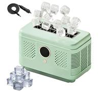 Countertop Ice Maker, Mini Ice Maker Machine with Removable Top Cover, 12 Cubes in 15-20 Mins, Small Clear Ice Cube Maker for Office, Home, Camping, RV, Car, Travel green car and home use