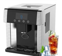 Countertop Ice Maker with Cold Water Dispenser, 2-in-1 Functionality for Home Use, Produces Clear Ice Cubes and Chilled Water, Features LCD Display and Dual Water Inlet