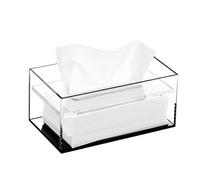 Countertop Light Luxury Restaurant Commercial Tissue Storage Box Minimalist Coffee Table Desktop Acrylic Napkin Facial Dispenser Decorative(Black,Large)
