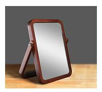 Countertop Mirror, Folding HD Beauty Mirror, Solid Wood Makeup Mirror, Shaving Makeup Mirror with Stand HD Rectangular Mirror Freestanding, Suitable for Dormitory Bedr(Color:Walnut)