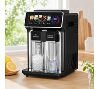 Countertop Nugget Ice Maker, 3-in-1 Countertop Ice Maker Machine with Smoothie & Cold Water, 1.5L Water Tank, 33lbs/24H Fast Ice Making, Makes 12 Cubes in 6-10 Min, 5°C Cold Water & 30s Smoothie Black