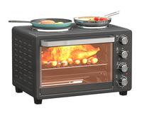 Homcom 28L Countertop Toaster Oven With 2 Hot Plates, Grill, Roast, Bake