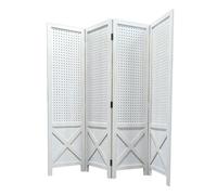 Countertop Partition Screen 4 Panels Pegboard Room Divider,Folding Pegboard, Portable Wall Display Board Organizer for Retail Craft Art Display Board(White)