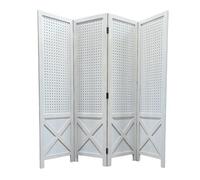 Countertop Partition Screen Pegboard, 4 Panels Folding Pegboard Room Divider,Portable Wall Display Board Organizer for Retail Craft Art Display Board(White)