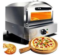 Countertop Pizza Oven, Electric & Gas, Adjustable Temp to 500°C, Double-Layer Stainless Steel, for Home or Restaurant