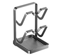 Countertop Pot Lid Organizer with Drip Tray and Spoon Rest Kitchen Pot Lid Organizer Stand Multifunctional for Cabinet Stove Top