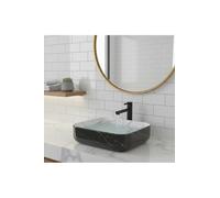 Countertop Premium Basin Sink Black Pattern 5.3 in Patterned Wash Basin Stone Oval for Bathroom Vanity - Black, One Size