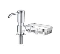 Countertop Pump Head, Raised Sink Soap Dispenser 360° Rotating Under Sink Soap Pump with Storage Basket & 1.0 m Extension Hose for Kitchen Bathroom