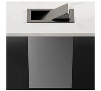 Countertop Recessed Trash Can, Stainless Steel Built-In Swing Flip Garbage Can, Kitchen Trash Bin Embedded Trash Chute, Office Hidden Wastebasket Bedroom Garbag,Black-Lid,Grey-Lid + trash can