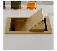 Countertop Recessed Trash Can, Stainless Steel Built-In Swing Flip Garbage Can, Kitchen Trash Bin Embedded Trash Chute, Office Hidden Wastebasket Bedroom Garbag,Black-Lid,