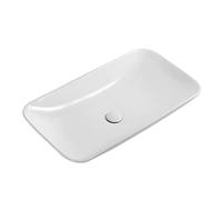 Countertop Sink, Rectangular, Over The Counter, White Porcelain, Ceramic, Bathroom Countertop Sink, Wash Art Basin, Bathroom Countertop Sink with White Pop Up Drain Comb, 70 Cm