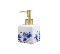 Countertop Soap Dispensers Blue And White Porcelain Lotion Bottle With Gold Pump Vintage Bathroom Decor(S)