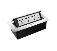 Countertop Socket Universal Socket with USB Embedded Table Socket Pop-UP Socket Built-in Desktop Outlet,Silver