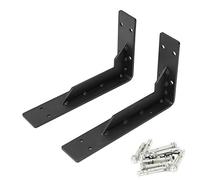 Countertop Support Brackets 45 cm, Heavy Duty Shelf Brackets Max Load 140 KG 5 mm Thick Iron Industrial Shelves Brackets Black Metal Farmhouse Wall Mounted Floating L Bracket for DIY Open Shelving