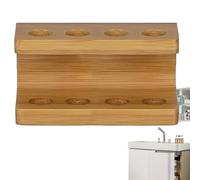 Countertop Toothbrush Organizer - Wooden Holder with Multiple Holes Waterproof Design | Versatile Bathroom Storage Rustic Toothbrush Stand Space Saving Organizer for Wa