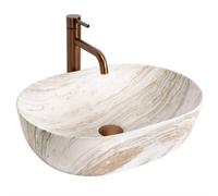 Countertop Washbasin Rea Amelia 48 Saturn Beige, Ceramic