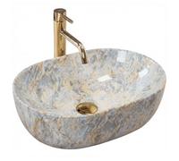 Countertop Washbasin Rea Amelia Rustrstone 48 Beige, Ceramic