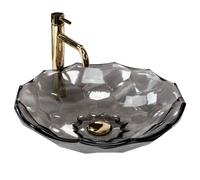 Rea REA-U5068 Bathroom Sink Made of Glass Arctic Black-black-REA-U5068, Transparent