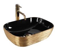 Rea Belinda Brush Gold/Black Bathroom Sink 33 x 46.5 x 13.5 cm Ceramic (Black/Gold)