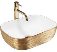Rea REA-U7422 Bathroom Sink Made of Ceramic Belinda Brushed gold/white-REA-U7422, White Gold