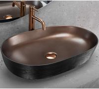 Countertop Washbasin Rea Cleo 61 Brush Copper Black, Ceramic