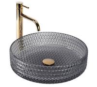 Countertop Washbasin Rea Cristal 39 Round Grey, Ceramic