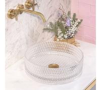 Rea REA-U9670 Bathroom Sink Made of Glass Cristal 35 Transparent-transparent-REA-U9670, Transparent
